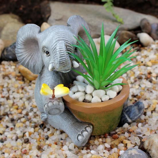 Härlig elefantblomkruka Handgjord hartsplanta Kruka Dekorativ saftigväxtkruka för Hem Rum Trädgård Balkong Kontor