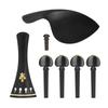 Black Violin Fitting Set with Tailpiece Part Endpin and Chinrest Piece, Replacement Hardware Set Wood Texture for Practice Use and Instrument Refresh