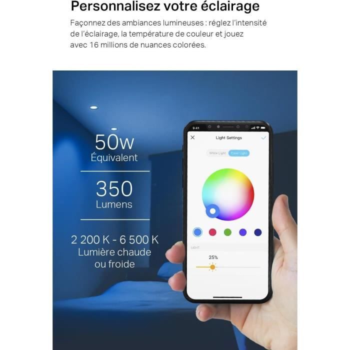 Ampoule Connectée - TP-LINK - Tapo L630 - Multicolore 2200K-6500K - 3.7W - Compatible Alexa et Google Home