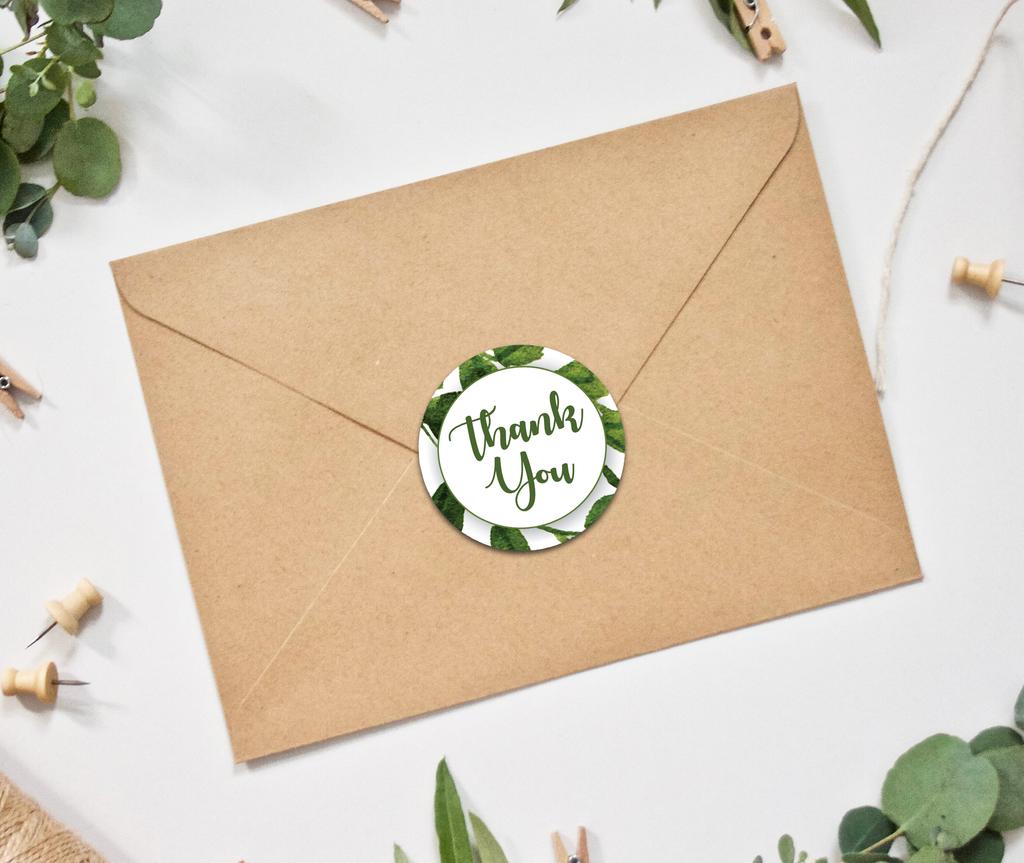 Darling Souvenir Personalized Floral Border Elegant 1.6 Inches Round Thank You Stickers DIY-45