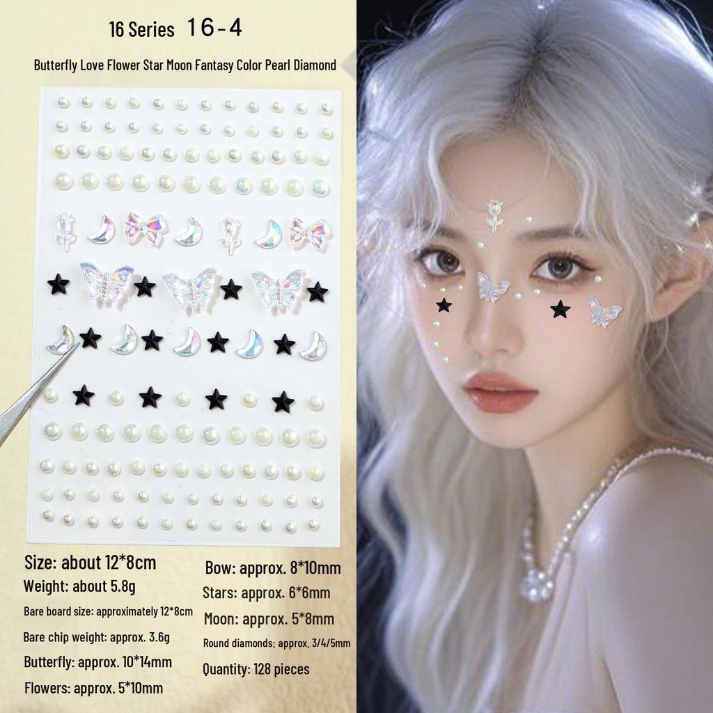 Children's Rhinestone Rose Diamond Face Stickers for Concert Makeup & Styling