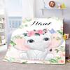 Personalized Name Blanket Cartoon Animal Digital Print Flannel Blanket Fun Gift Blanket