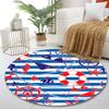 Nautical Theme with Stripes and Symbols Print round rug, living room, bedroom, playroom carpet, non slip floor mat, gift