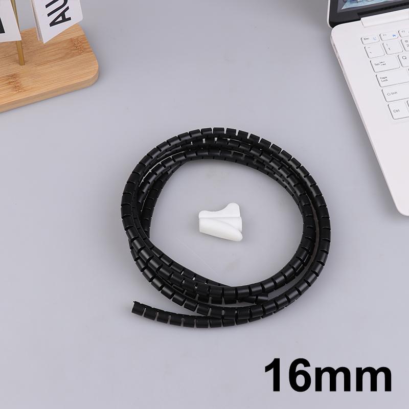 2m Cable Organizer Flexible Spiral Cable Wire Protector Computer Cord Protective Tube Clip Organizer Management Tools 16/10mm