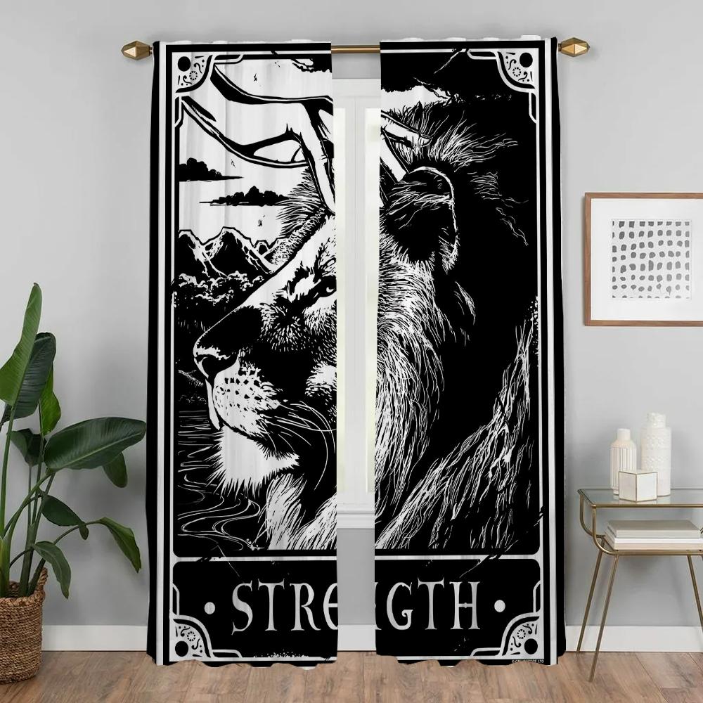 Home Interior Curtains for Living Room Deadly Tarot The Sun Tin Sign Blackout Curtains 2 Pieces Partition Window Curtain Shades