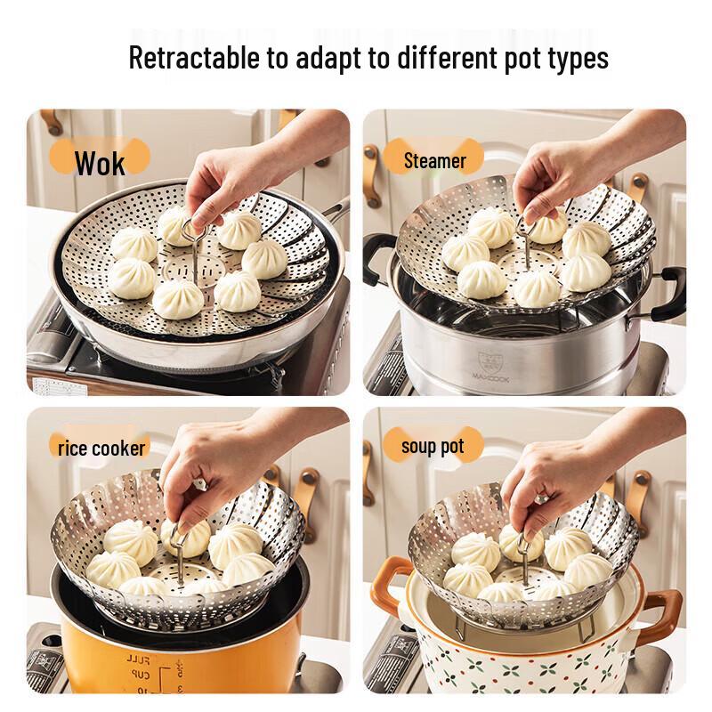 MAXCOOK Foldable Stainless Steel Steamer Basket