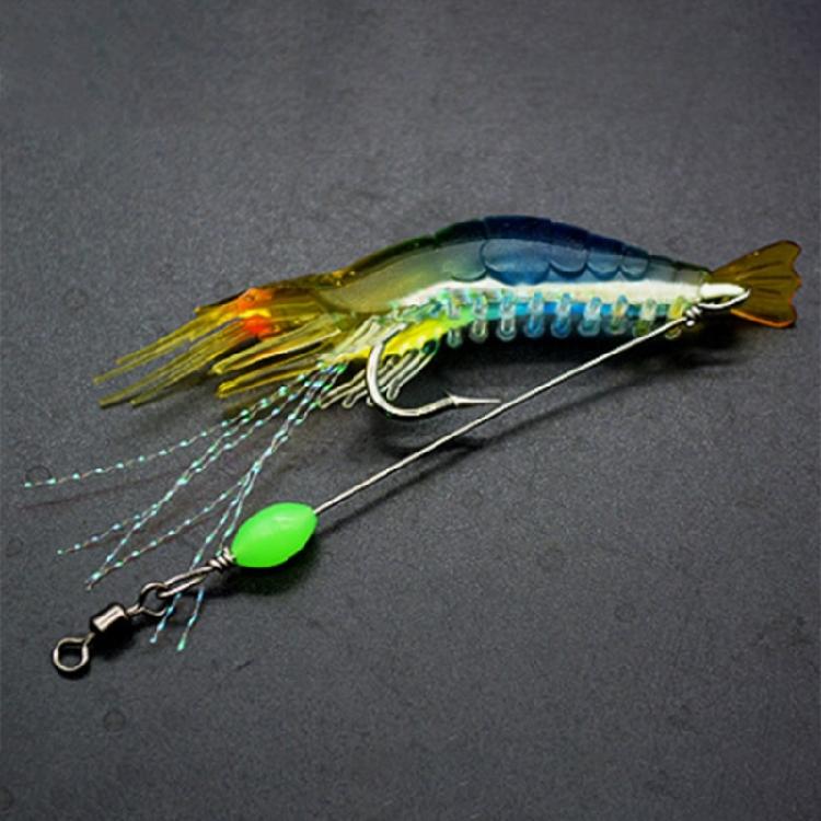 7 Pcs Silicone Soft Shrimp Baits with Hooks Luminous Swimbait Fishing Tackle