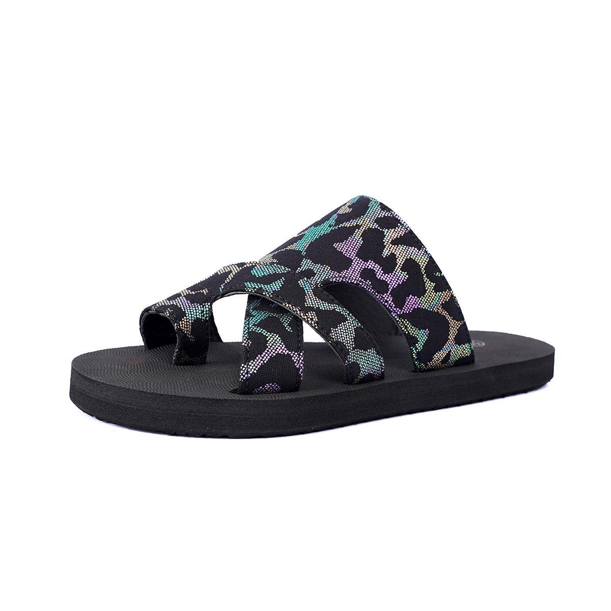 

Тапочки женские большого размера на платформе с цветным носком, пляжные тапочки 42 чёрный