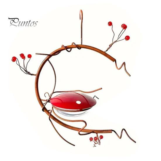 

Кормушка для колибри для улицы, подвесная железная кормушка для диких птиц с защищенными от пчел отверстиями для кормления, для крыльца, заднего двора, садового декора красный