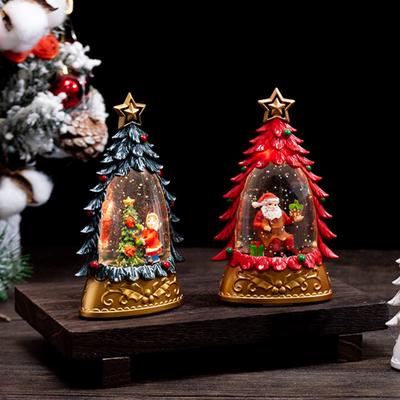 Noel Kar Küresi Fener Işıklı Noel Baba ve Noel Ağacı Sahnesi Parıldayan Su Kar Küresi Ev Masaüstü Dekoru için