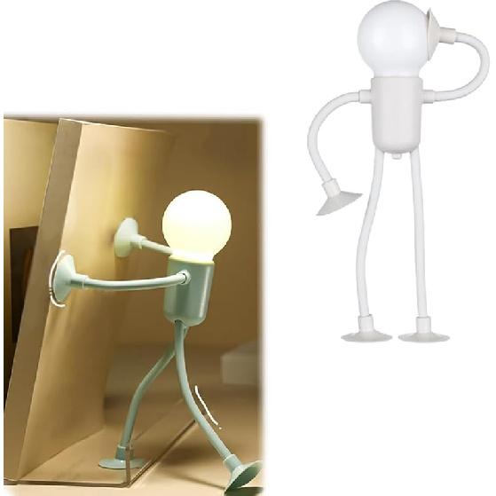 LONGLUAN Changeable Shape Funny Sportsman Night Light, 2024 DIY Mini Light Bulb Man, Bendable Suction Cup Desk Lamp, Unique Decor for Kids' Bedrooms,