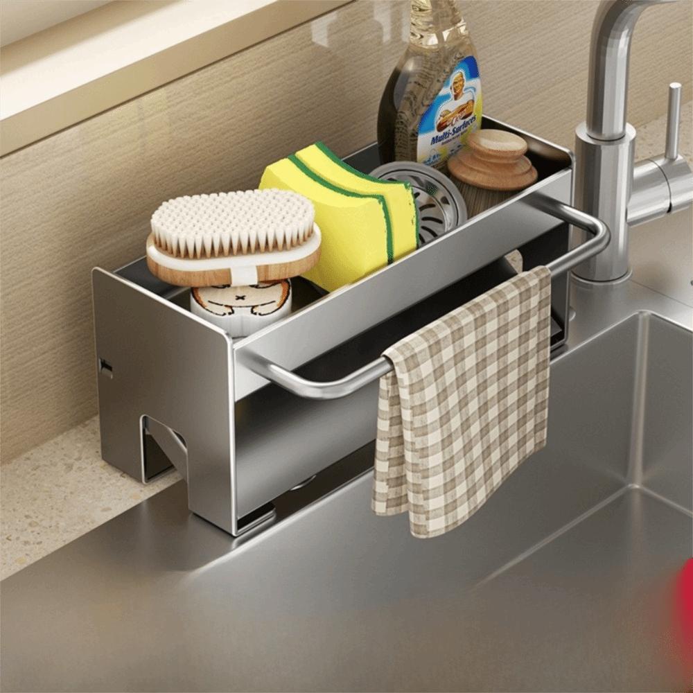 

Компактный органайзер для раковины Многофункциональный кухонный держатель для хранения на столешнице Для использования на кухне серый