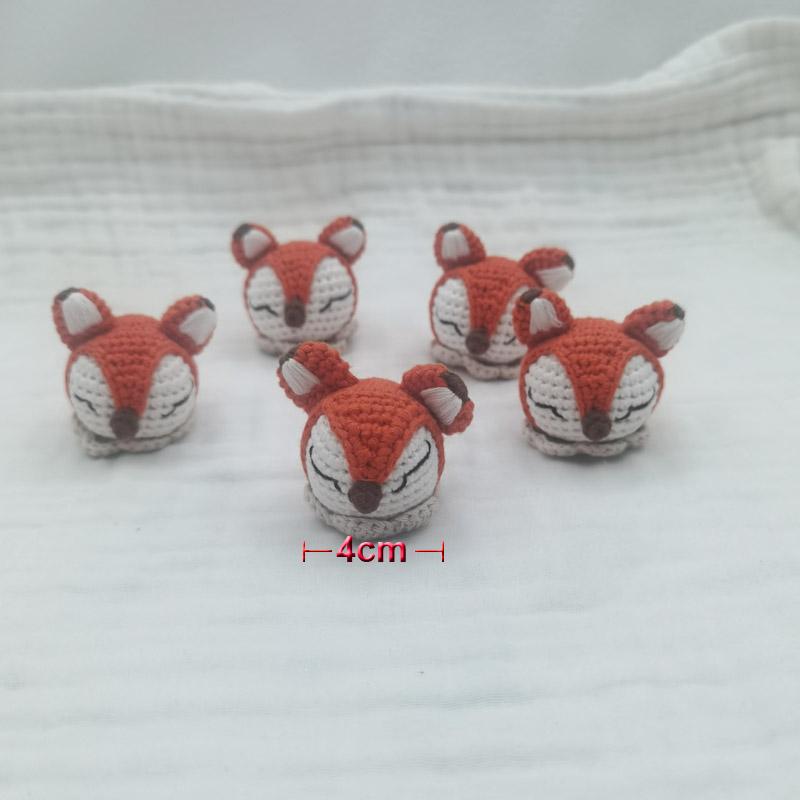 5pc Crochet Beads Animal Rabbit  Chewable Beads DIY Wooden Teething Knitting Beads Jewelry Crib Sensory Toy Baby Teether