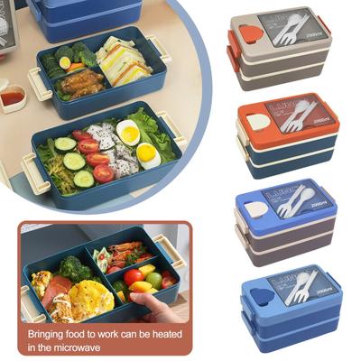 Dwuwarstwowy Lunch Box dla ucznia z przyprawami Pudełko na lunch do podgrzewania w kuchence mikrofalowej dla pracownika Lunch Box dla ucznia ze specjalnymi przegródkami