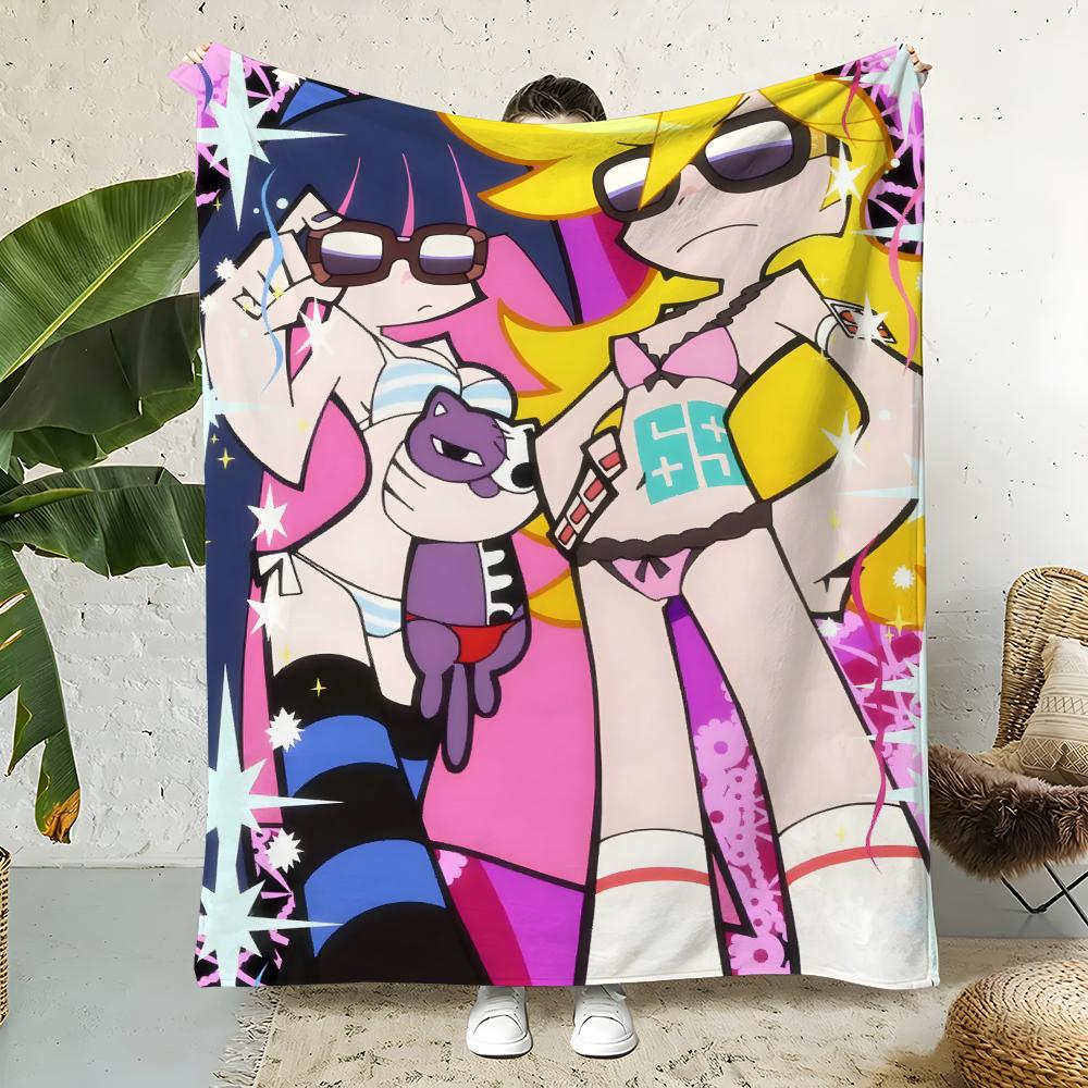 Anime P-Panty Stocking Throw Flannel Throw Blanket,Bed Home Office Nap Blanket Travel,Camping,Picnic Blanket Soft Decor