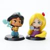 Cute Fairy Tale Princess Car Decoration Figurine Adorable Q Version Mulan Snow White Little Mermaid Elsa Collectible Toy 6cm Pvc
