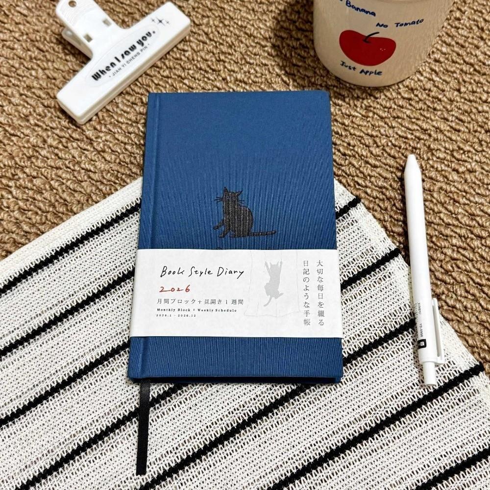 Kitten Illustration B5 Notebook Hard Shell Daily Planner Multi Functional 2026 Schedule Book  Gift