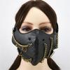 Punk Rock Halloween Accessory With Alloy Rivet Chain And Soft PU Leather Face Covering Costume Face Mask For Cosplayers
