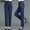 Spring and Autumn Women's Denim Pants Straight Tube Loose Elastic Pants High Waist Women's Long Pants