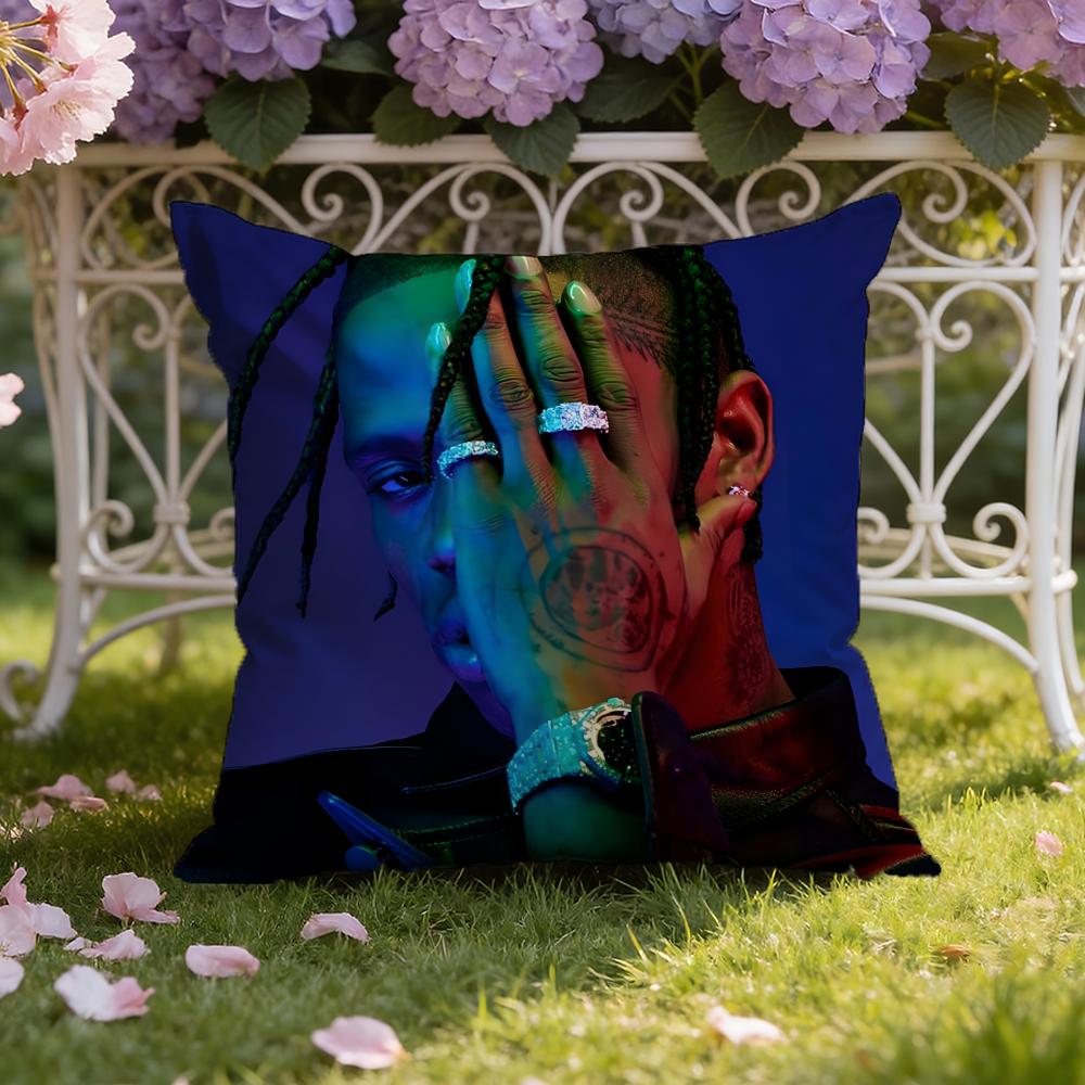 Rapper T-Travis Scott Cushion Cover Home & Car Dual-Scene Pillow Cover: Reversible for Premium Comfort