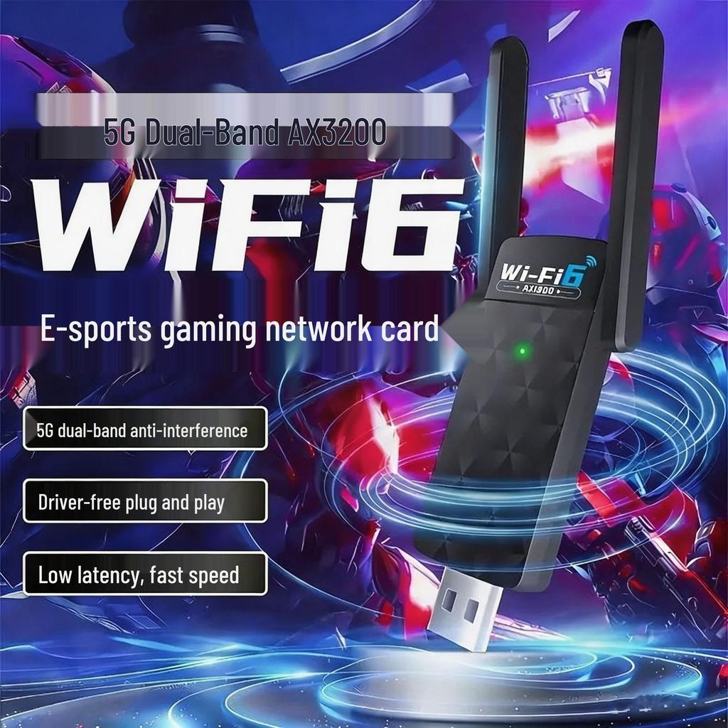 WiFi 6 Dual-Band 1800M USB Gigabit Wireless Network Card for Computer/Laptop