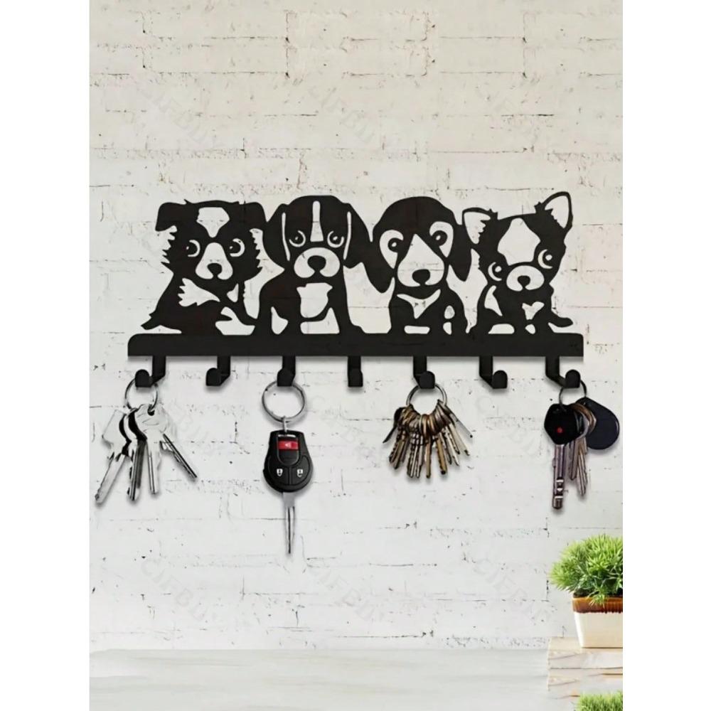 Black Metal Kitchen Towel Hook, Cute Puppy Shaped Wall Decor, Creative Gift for Dog Lovers