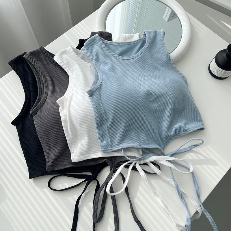 Women's Top Korean Vest Sleeveless Slim Sexy Including Chest Pad Female Camisole