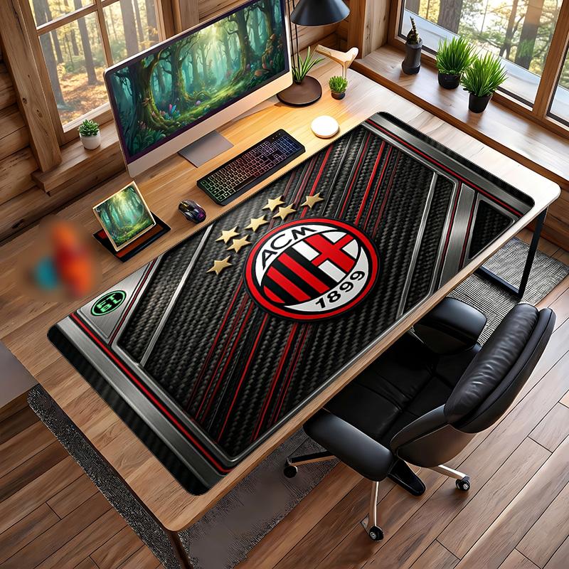משטח עכבר גדול מודפס AC Milan, משטח שולחן גיימינג מגומי רך מונע החלקה לקישוט משרד, מחשב נייד, מחשב