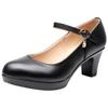 6 8 11 13cm Small Size 32-43 Comfortable Soft Leather Shoes Mary Janes 2025 Womens Block High Heels Shoes Dress Office Model Mom