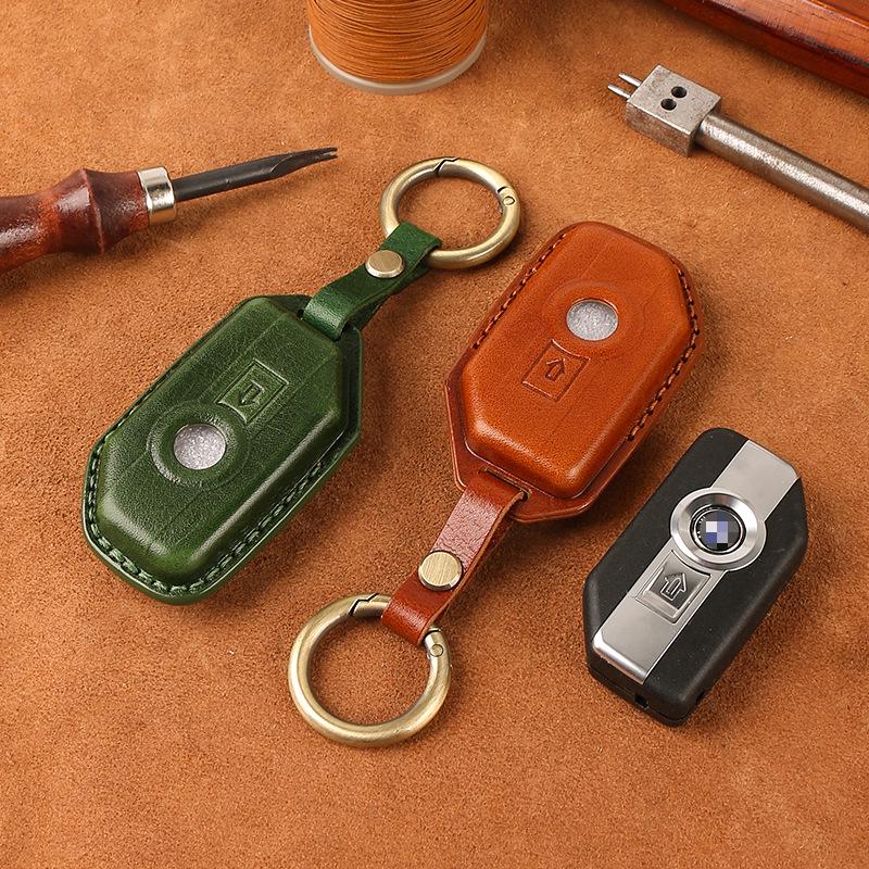 BMW Motorcycle Key Case for R1250GS ADV, C400GT, and 750GT - Cowhide Leather Key Bag with Buckle
