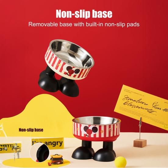 Elevated Pet Bowl Stainless Steel Raised Dog Bowl Reduces Discomfort Cute Cat Bowl with Stable Non-Slip Base for Food Water