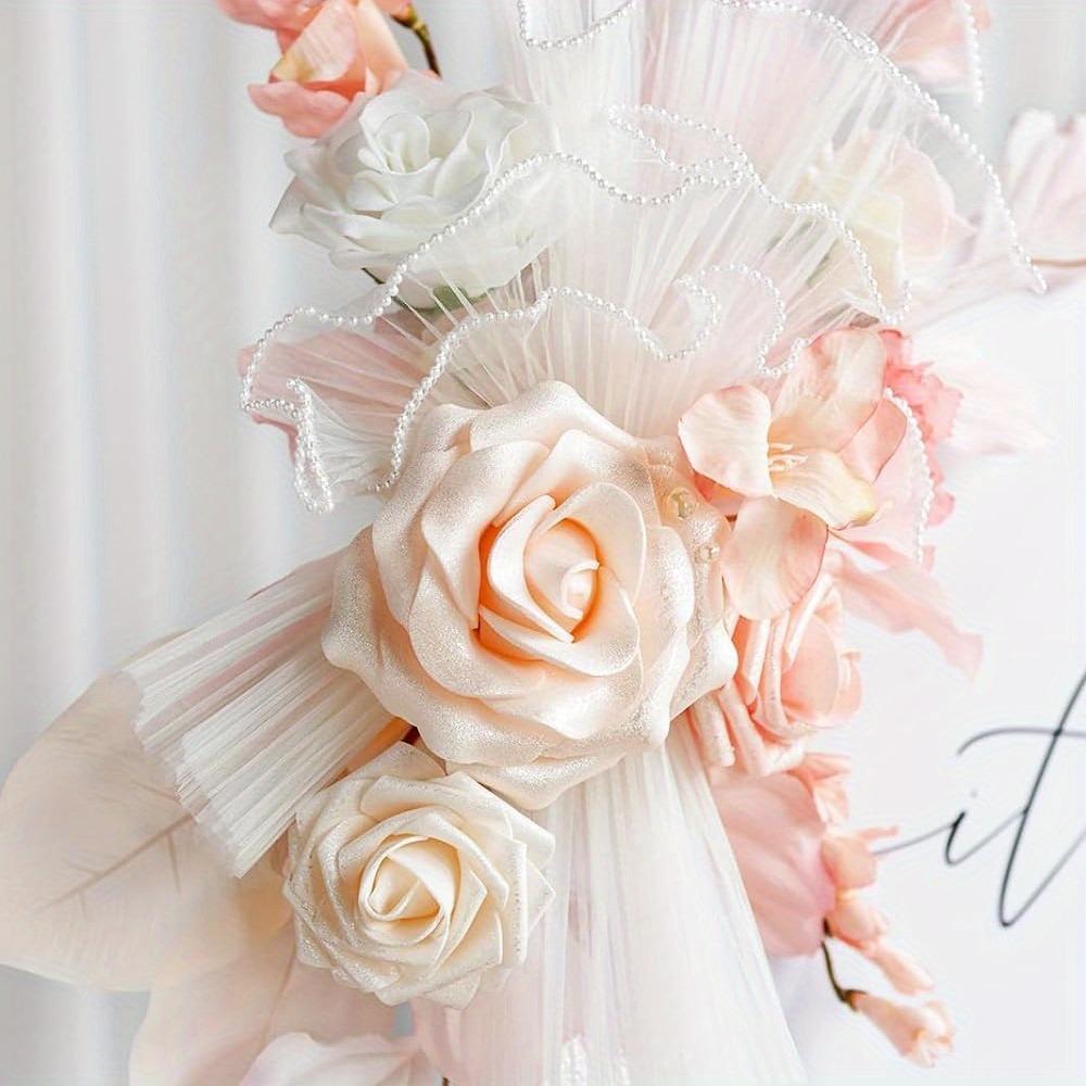 2 Pcs Wedding Sign Flower Swag Artificial Arch Backdrop Garland for Ceremony Party Entrance Welcome Easel Door Floral Wall Home Entryway Outdoor Decor