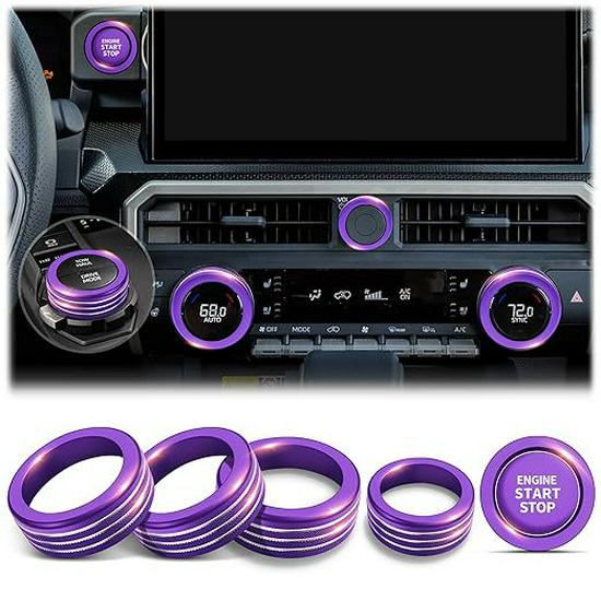 Decorative Ring Set for Toyota Tacoma ’24-'25: Fits Air Conditioning and Volume Knobs