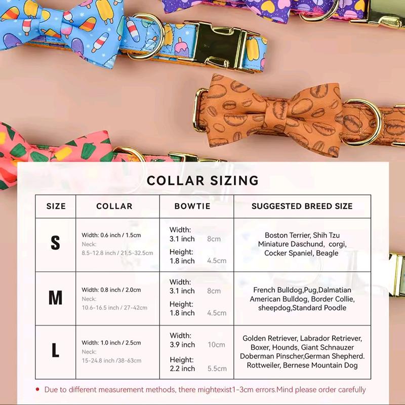1 Pcs Pet Collar With Bow Tie Collar Valentine's Day and New Year Gifts Cute Double Side Printed Necklace Pet Collar