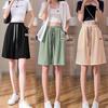 Ice Silk Shorts Women's Summer Thin Loose High Waist Straight Casual Wide-leg Pants Sports Five-point Pants