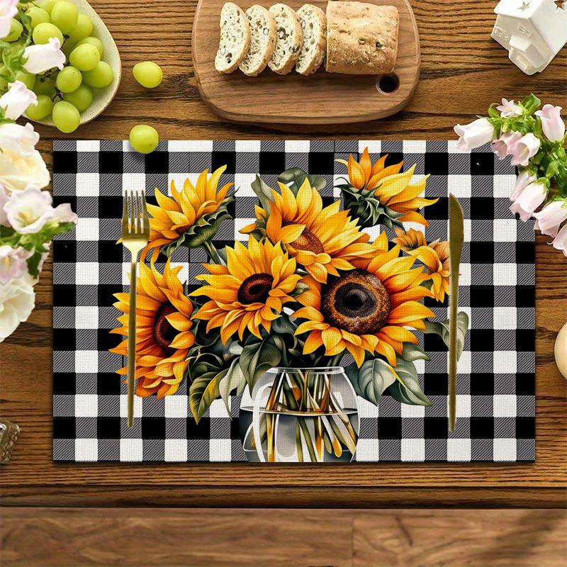 4Pcs, Sunflower Placemats, Best Quality Placemats, Washable, Suitable for Holiday Parties, Home Decor