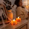 Halloween Pumpkin LED Candle Light with Triangular Eyes and Pattern for Home Decor