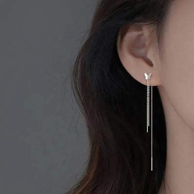 Koreanische 2025 Trendige Lange Draht-Quaste Fadenkette Schmetterling Ohrringe Für Frauen Mädchen Niedliche Eleganz Mode Geschenk Glänzende Ohrringe