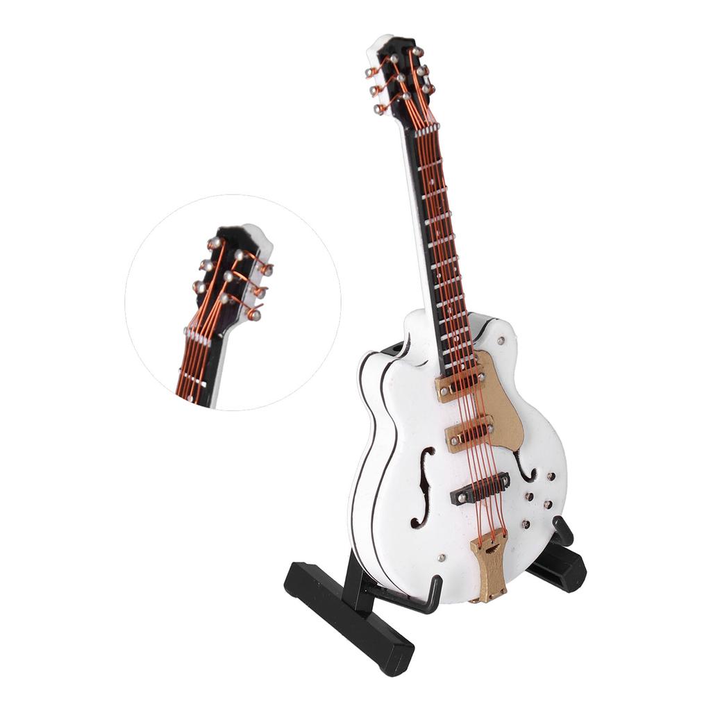 Guitar Model Mini Exquisite White Musical Instrument Handicraft Ornament for Home Office Decoration