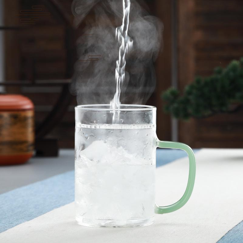 Nowy Przezroczysty Szklany Półksiężycowy Kubek z Filtrem Półksiężycowy Kubek do Herbaty Napoju Herbacianego Kolorowy Uchwyt Kubek Jednowarstwowy