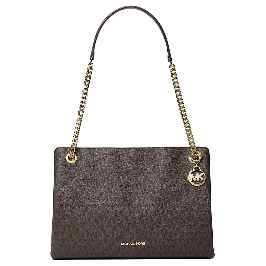 

Michael Kors Christina Logo Design Coated Canvas Shoulder Bag Women shoulder bag Brown 35S6G8WM6B-BROWN Gift Set(Basic Set+Box+Shopping Bag)