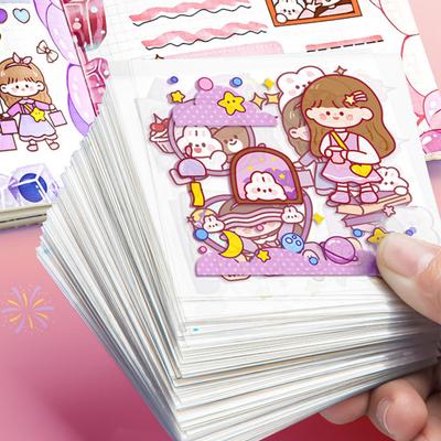 25 adet/takım karalama defteri etiket karikatür kız tavşan tema kendinden yapışkanlı su geçirmez PET planlayıcısı günlük kaydı çıkartması DIY malzemeleri