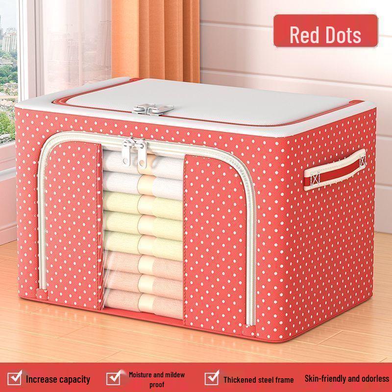 Foldable Oxford Cloth Storage Box with Steel Frame - Large Capacity for Clothes and Quilts