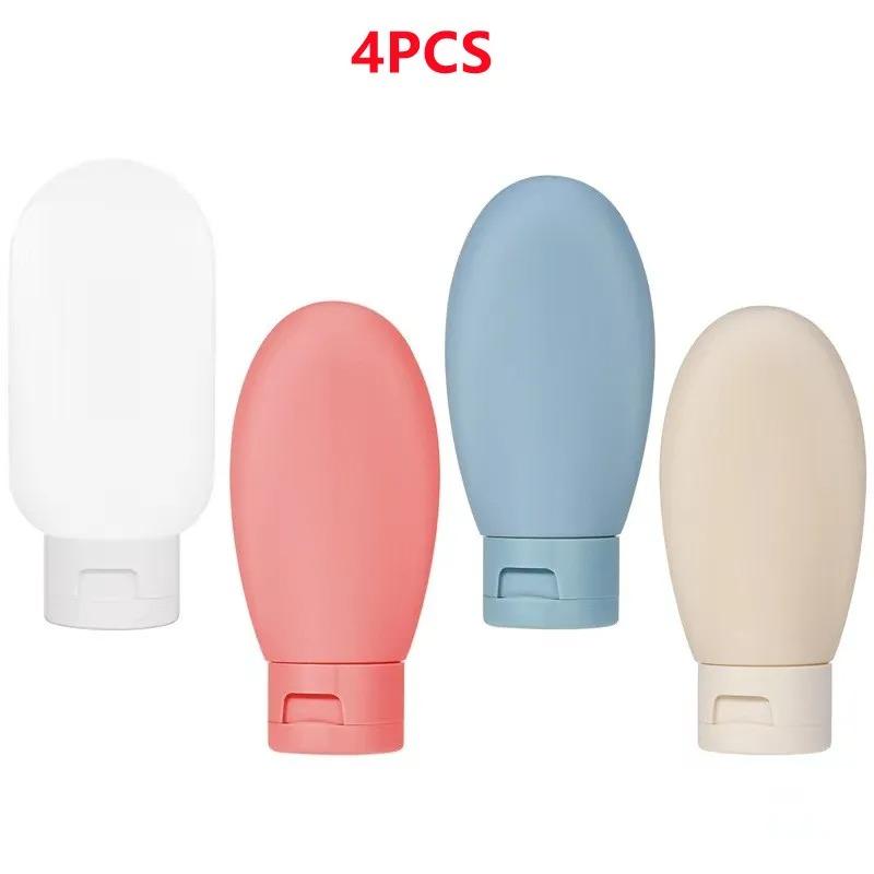 3/4Pcs/Set Travel Botttle Set 60ml Refillable Bottle Soft Silicone Lotion Shampoo Container Squeeze Tube Empty Bottle Wholesale