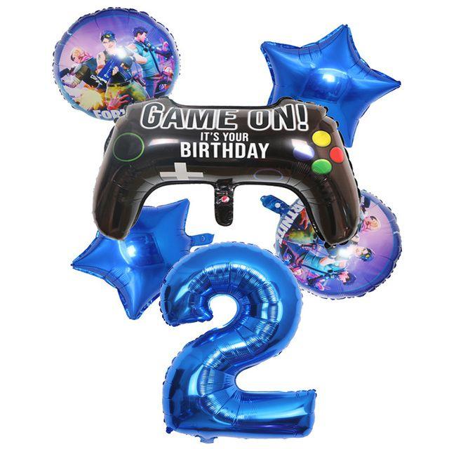 6-Piece Set of Fortnite “Win the Chicken Dinner” Themed Party Decorations: Aluminum Foil Balloons and Birthday Party Decorations