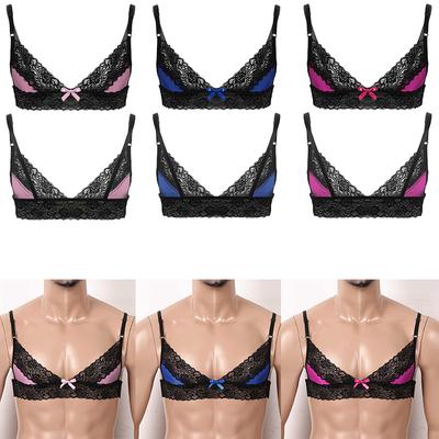 Pánska Sissy kvetinová čipka bez drôtu bez podšívky Top Whisper Bralette Crossdress Spodná bielizeň