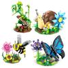 Cute Animals Insect World Insect Flower Butterfly Mantis Snail Bee Plant Figures Building Blocks Bricks Model Kids Toy Children