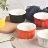 4Pcs Colorful Souffle Cups Ceramic Condiment Dish Dishwasher-Safe Fluted Porcelain Bowls  Desserts