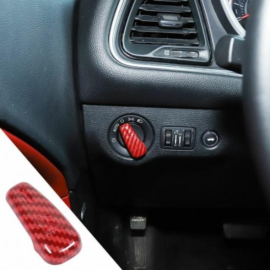 Декоративная накладка на переключатель фар для Dodge Challenger 2015+ Красный карбон