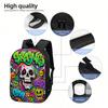 Graffiti Print Bookbag Polyester School Backpack Lightweight Kids Rucksack for Unisex Childrens Daypack Padded Straps Durable Design
